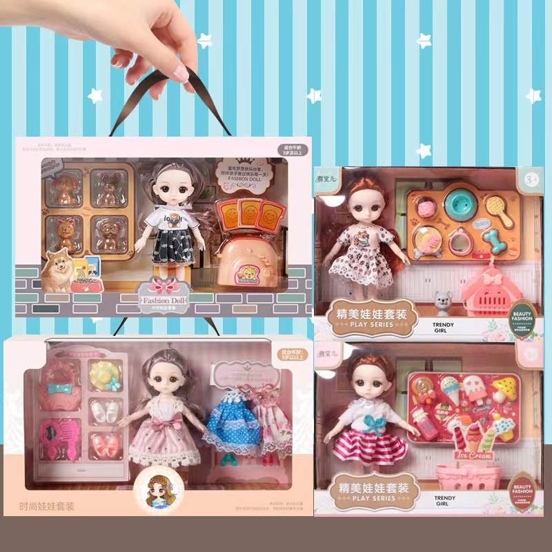 Children's toy simulation Tongle Barbie doll set gift box girl dress-up toy princess extra-large gift details Picture
