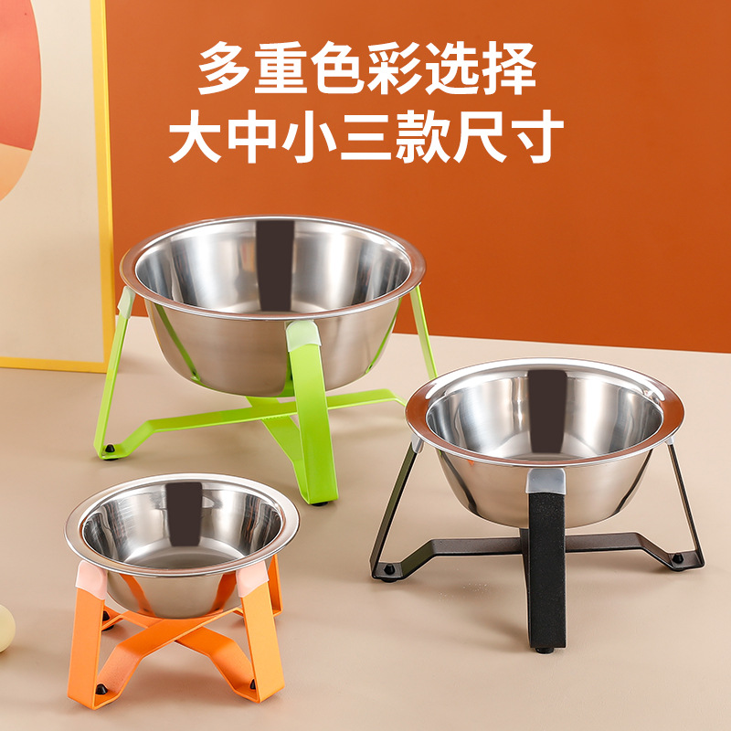 High tripod neck guard bowl, cat bowl, high tripod neck guard stainless steel pet bowl, non-black chin cat food bowl, cat food bowl wholesale Application Scenario