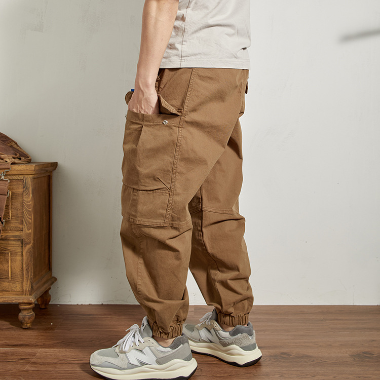 American workwear pants for men in autumn and winter are versatile, loose, large-sized washed, multi-pocket Harem pants and trendy tight-fitting casual pants Specification image