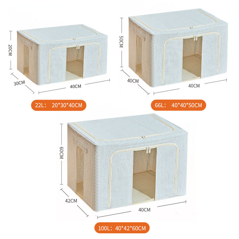 Tianshan caja de almacenamiento de lino de algodón caja de almacenamiento de tela grande plegable sin olor caja de almacenamiento para el hogar armario organizador almacenamiento Specification image