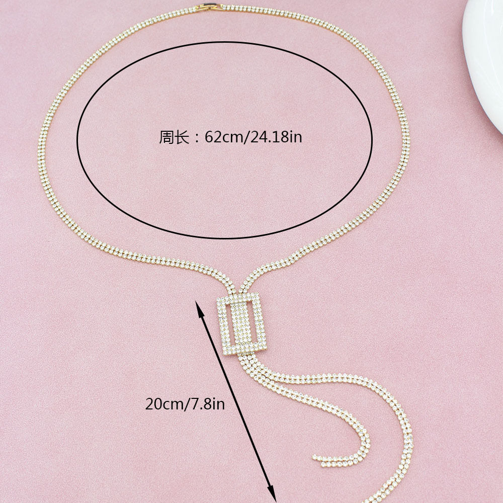 Autumn and winter sweater chains, cross-border export, long water diamond sweater chains, women's winter clothing accessories, necklaces, long and simple, factory direct supply Item Picture