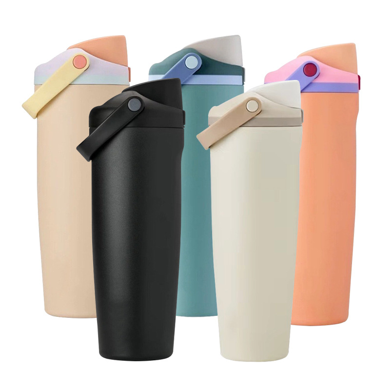 水果杯大容量汽车杯304不锈钢保温杯吸管双饮杯白底实物图