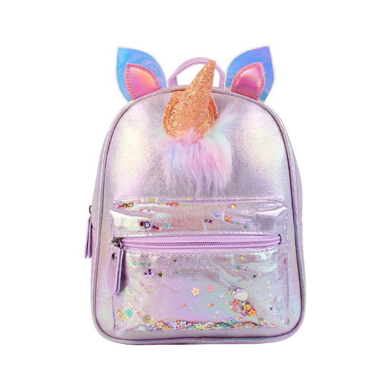 New bright unicorn children's backpack cartoon image Love Princess Girls fashionable and cute children's backpack Specification image