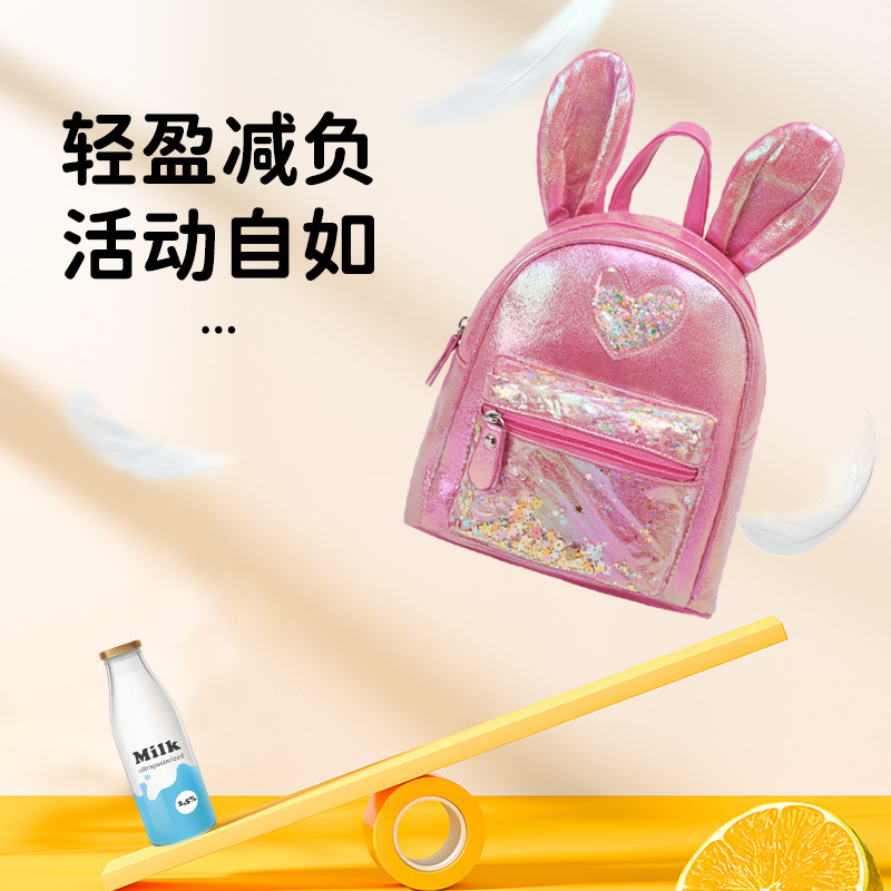 New sequined children's trendy backpack, rabbit cartoon bow, princess, girls' fashionable and cute children's bag details Picture