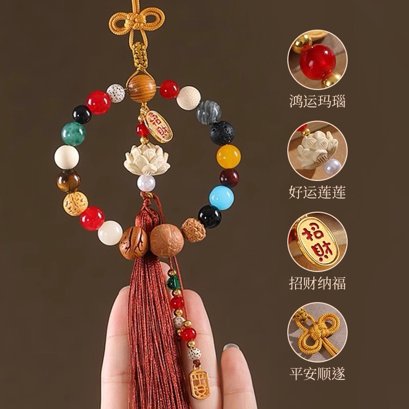 18-seed car pendant, new Chinese-style safe entry and exit 18-seed 18-seed car Bodhi bead bead multi-treasure jewelry details Picture