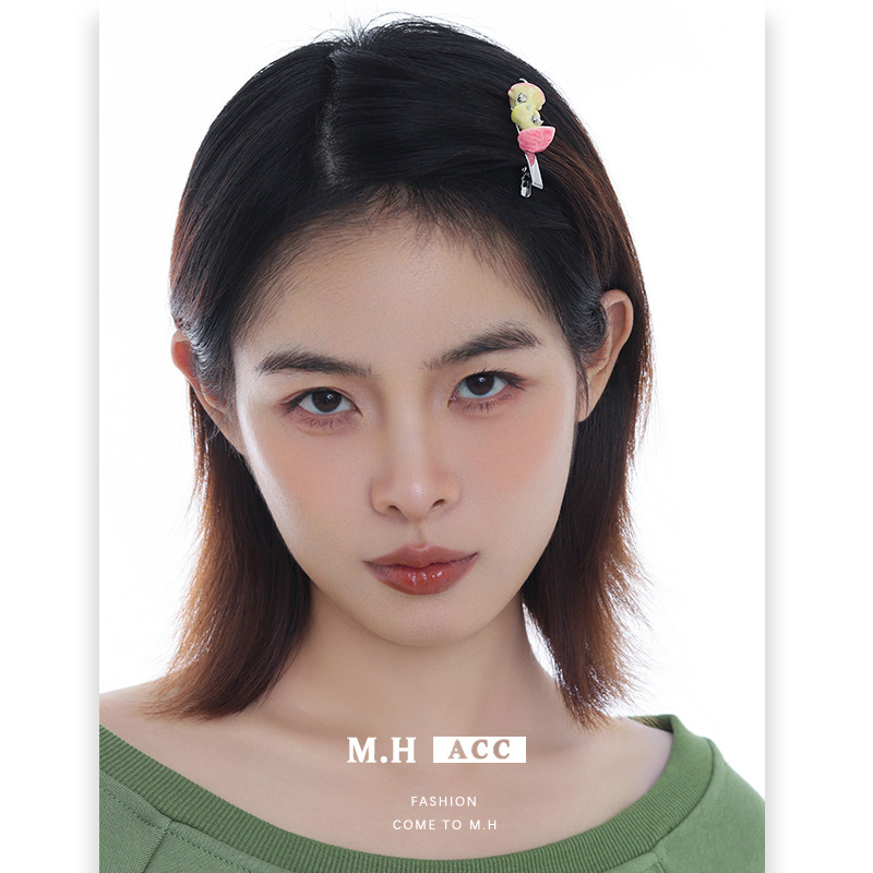 3D printed dopamine apple core hair clip, original design for women, ins style, light luxury, exquisite and high-end, sweet and cool style hair clip details Picture