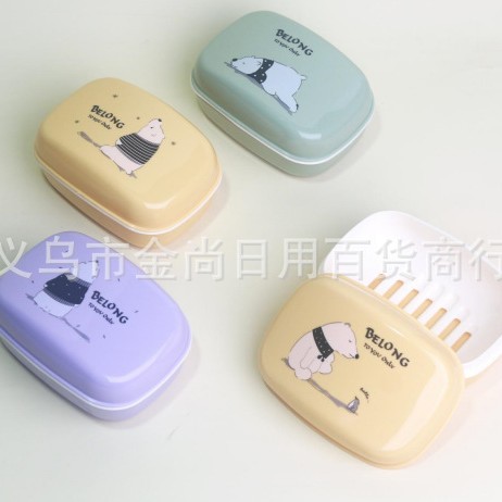 New solid transparent water-draining soap box with lid, creative soap stand, plastic double-layer soap box, bathroom soap box Application Scenario