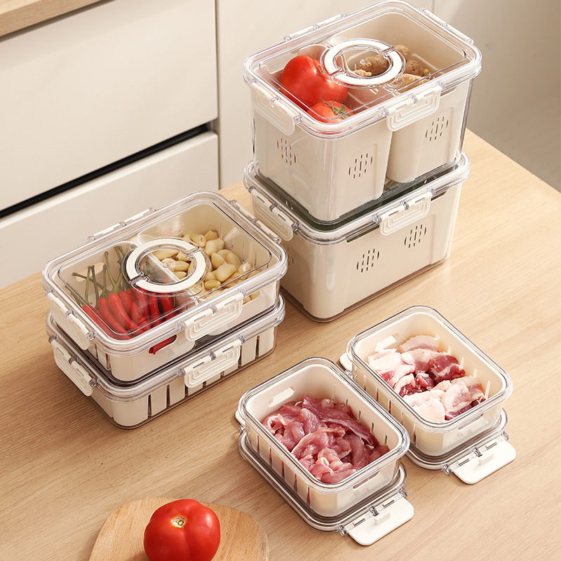 Water-draining preservation box, food-grade refrigerator storage box, special refrigeration and freezing sealed preservation box for kitchen fruits and vegetables Application Scenario