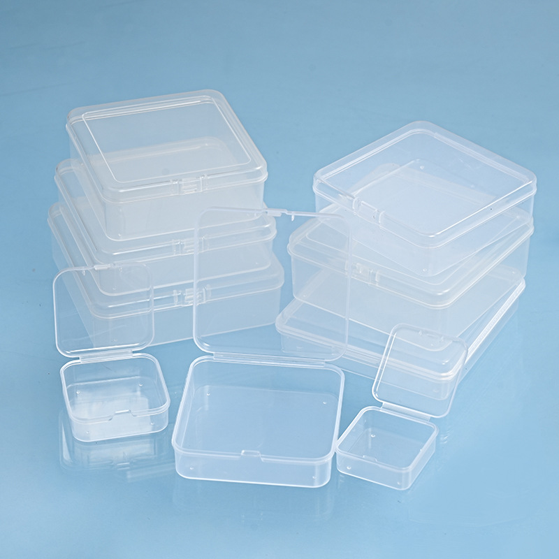 Dust-proof transparent plastic box, flip cover square pp box, hardware accessories, fishing gear display packaging box, bean box