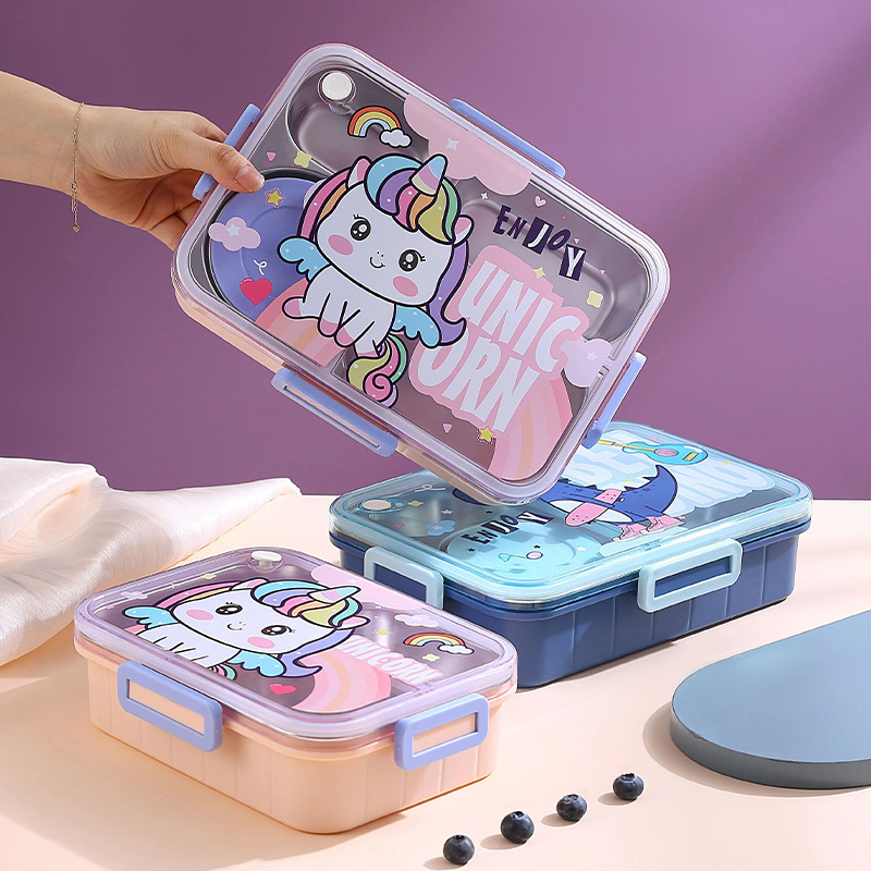 儿童保温304不锈钢饭盒学生上班族便携分隔型便当盒食堂分格餐盒产品图