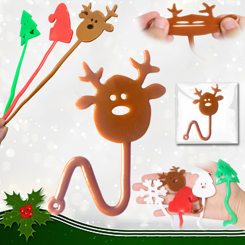 Cross-border best-selling Christmas reindeer sticky hand TPR soft rubber stretchable adhesive small toy