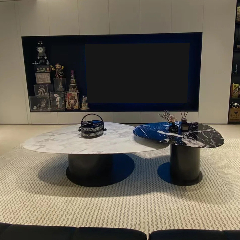 意式极简大理石茶几2025客厅家用设计师新款高级感异形边几组合详情图2