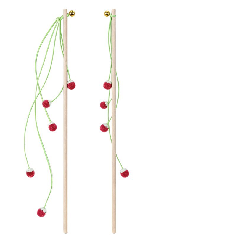Cross-border new original wool ball rope with bell cat toy stick, a labor-intensive handheld cat toy stick manufacturer Item Picture