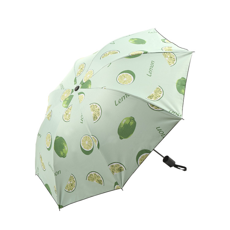 Three-fold black vinyl sun protection and UV protection, fruit Daisy UV bear umbrella, female couple umbrella, sunshade Item Picture