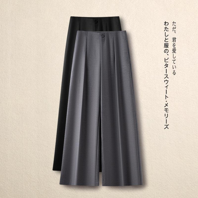 高级灰色阔腿裤女秋季2025新款高腰松弛感西装时尚宽松直筒休闲裤