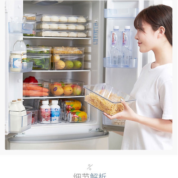 The refrigerator food storage box can be stacked with a transparent fresh-keeping box, a rectangular refrigerator box for fruits, vegetables and eggs Specification image