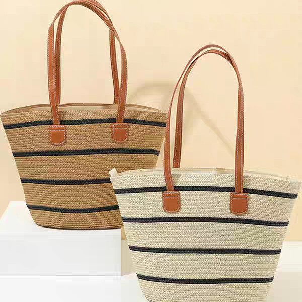 Cross-Border Straw Weaving Bag, Large-Capacity Cotton Rope Commuting Bag, Summer Women's Straw Weaving Bag, Simple And Casual Beach And Seaside Vacation Bag, Handcrafted Straw Weaving Bag details Picture