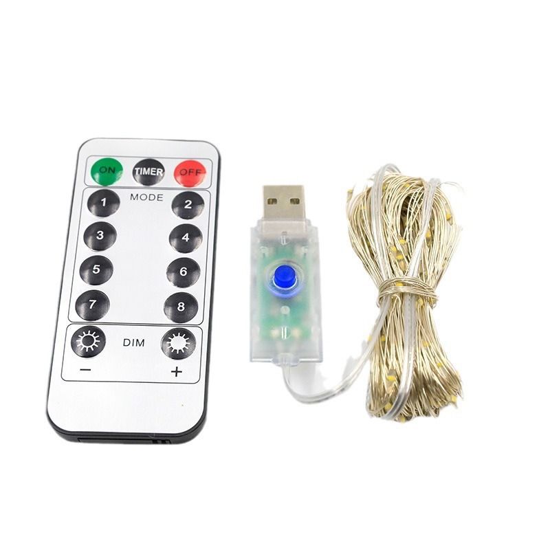 LED copper wire light string, background decorative light for live-streaming rooms of Internet celebrities, USB eight-function remote control waterproof color light, copper wire light Item Picture