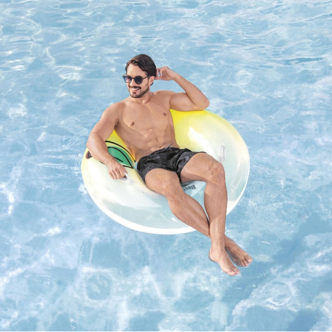 Cross-border best-selling ice cream float bars, lemon swimming rings, adult handles, underarm rings, inflatable fruit swimming rings, plastic African ones details Picture