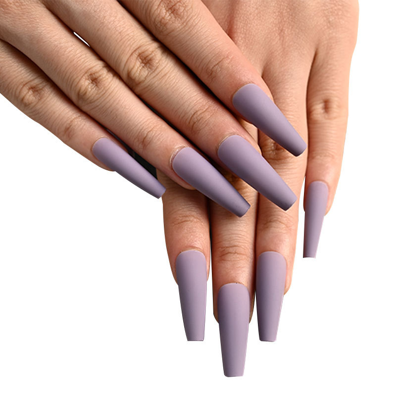 European and American mid-length solid color matte extra-long ballet nail trapezoidal matte wearable nail sheet false nails Item Picture