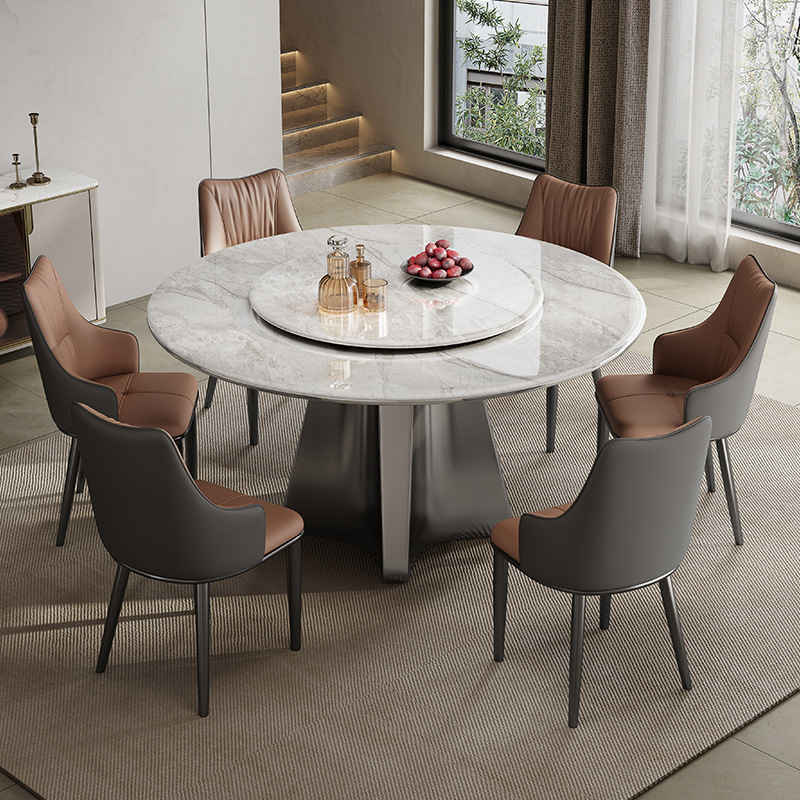 Star Factory wholesales simple and modern microcrystalline stone household dining tables and chairs, marble round round tables, small-sized supercrystalline stone dining tables with rotating plates