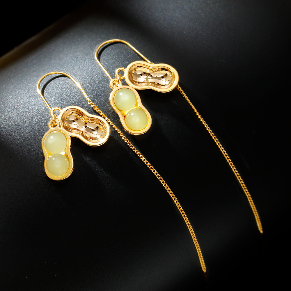 Hyacinth good fumi y jade colgante pendientes shake yin boom estilo orejeras moda femenina luz lujo alto sentido línea de la oreja