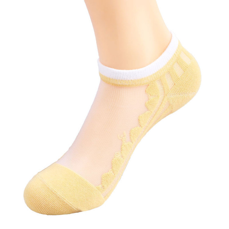 Calcetines al por mayor de mujeres calcetines de verano fino calcetines de seda cristal boca clara calcetines de barco calcetines de algodón estudiante casual versátil Item Picture