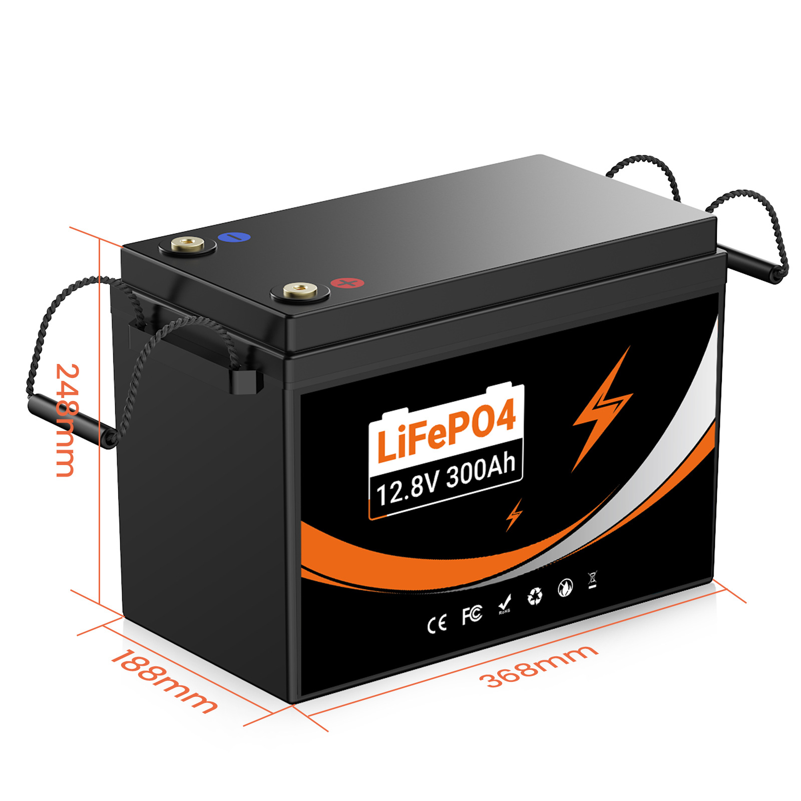 Lithium iron phosphate battery 12.8V300AH large-capacity rv battery golf cart support overseas warehouse consignment