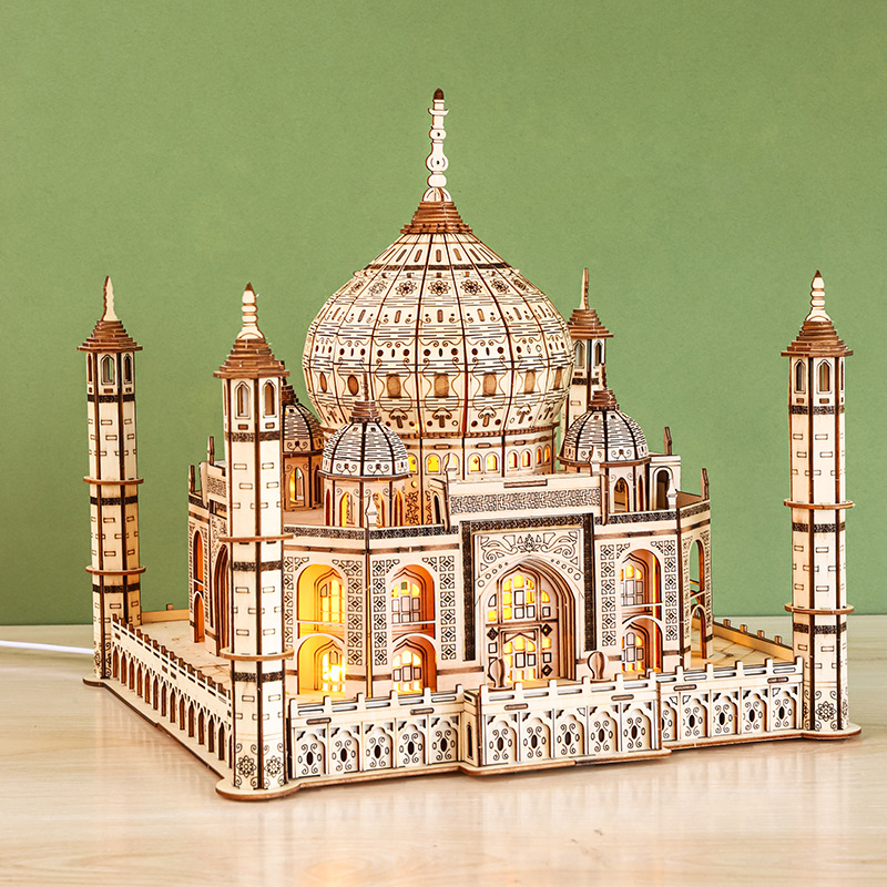 DIY wooden three-dimensional jigsaw puzzle toys, handcrafted 3d educational toys, adult and children's decorative items, assembly models, Taj Mahal Specification image