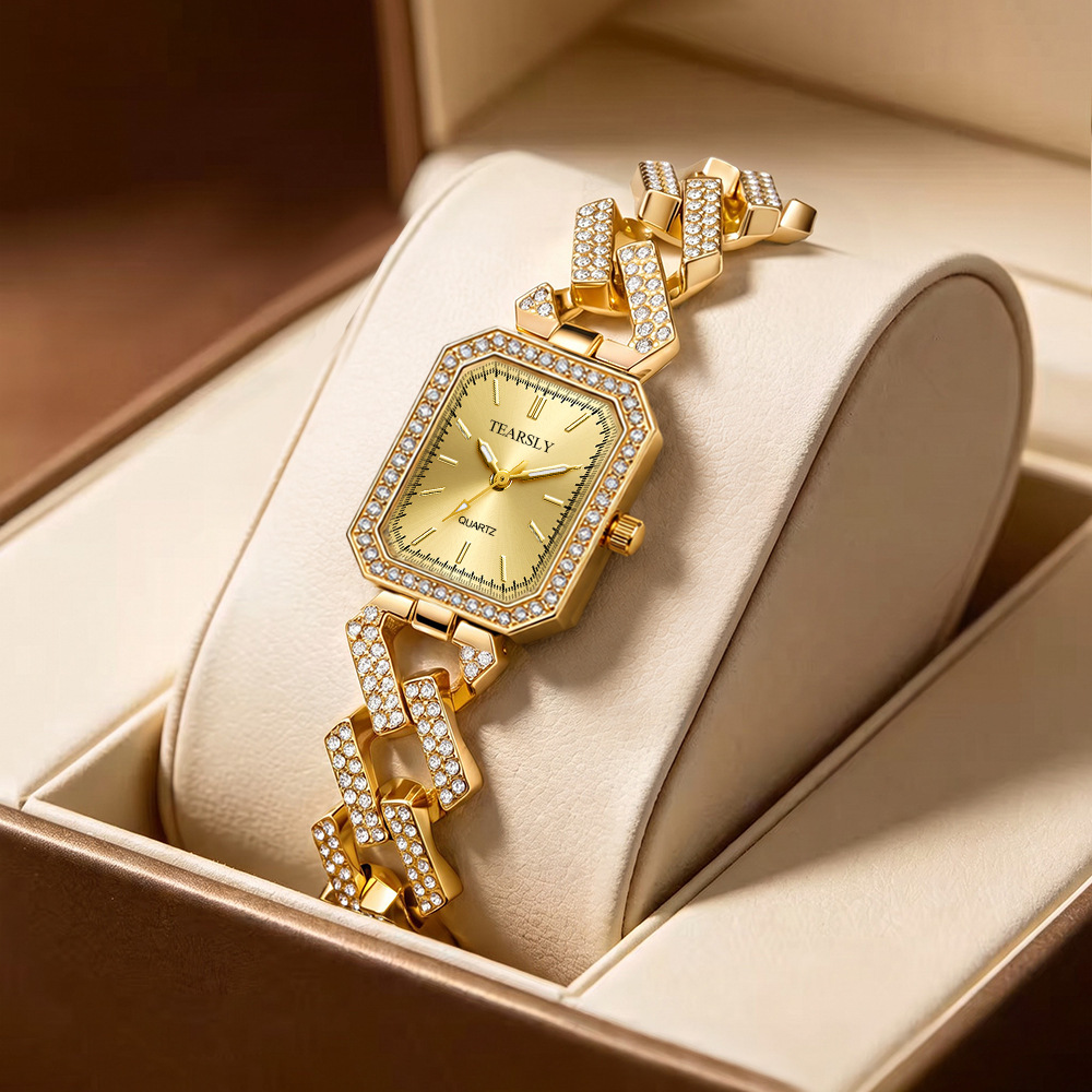 Cross-border bestsellers: octagonal square diamond-encrusted women's watches, Cuban chain quartz watches, luminous watches for women, wholesale and customization