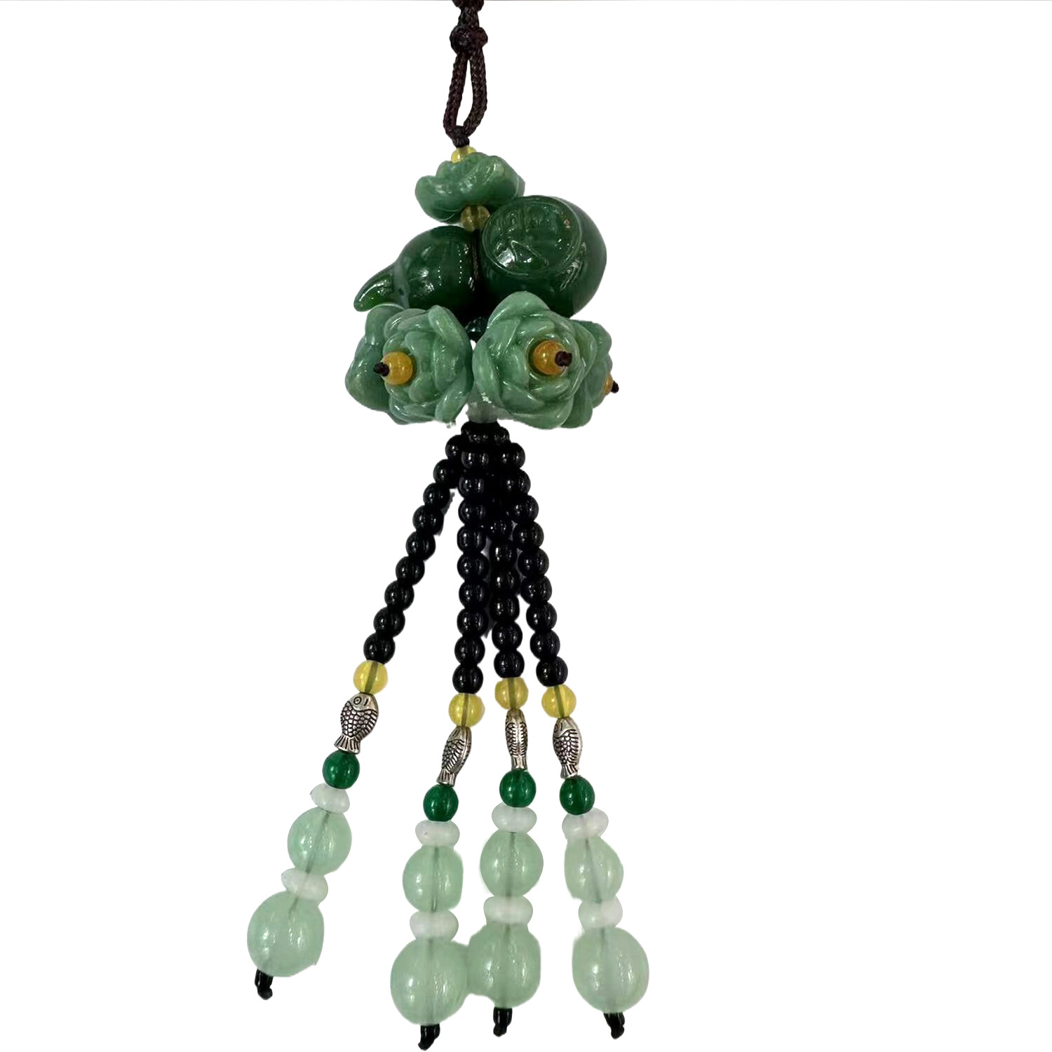 经典福禄葫芦汽车保平安莲花吊坠挂饰创意车载出入平安车饰饰品                               白底实物图