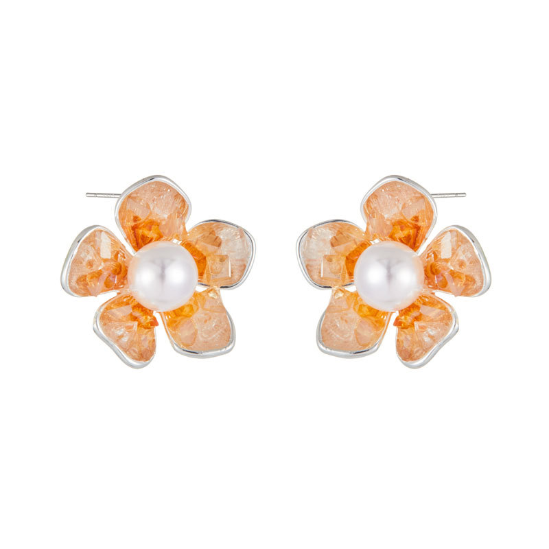 Niche fresco hielo a través de cristal flor aretes luz lujo premium sentido aleación de cobre s925 agujas de plata moda y accesorios de oído versátiles Item Picture
