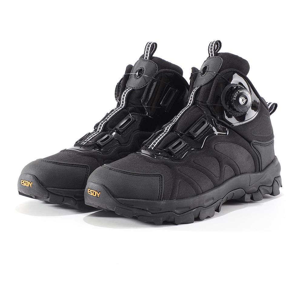 跨境ESDY快速反应自动扣系带登山鞋加绒户外徒步骑行休闲运动靴白底实物图