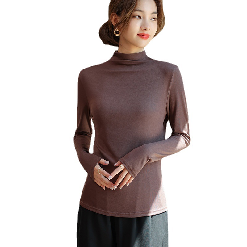 The H898 semi-high-neck modal base layer shirt is a new autumn collection for women. It can be paired with a stylish long-sleeved T-shirt top for a slimming and versatile look Specification drawing