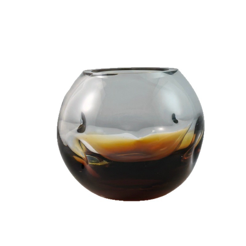 Modern light luxury irregular tea-colored glass vase, sales office, hotel dining table, negotiation table, bedside table, water-growing flower vase Item Picture