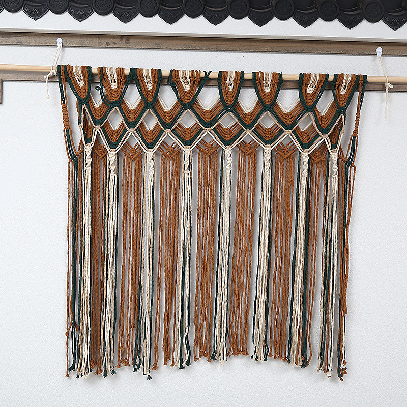 民族风装饰挂毯窗帘棉绳编织波西米亚门帘背景壁毯挂墙手工编织