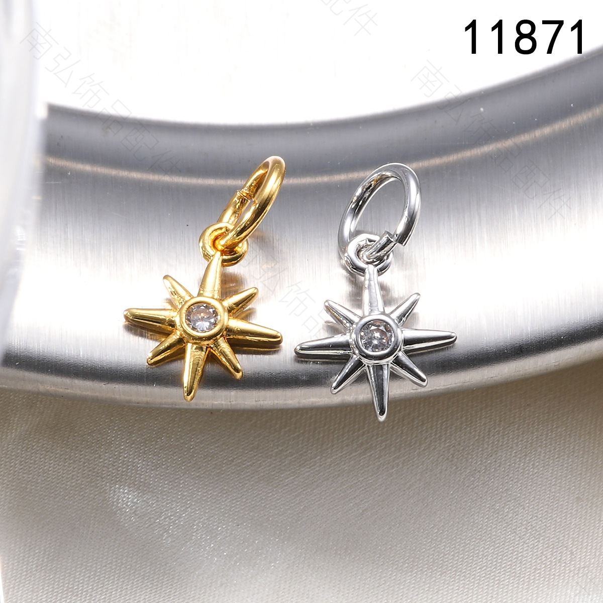 Copper-plated 18k high color retention, zirconium-inlaid octagonal star pendant bracelet, pearl necklace, clasp, DIY jewelry accessory