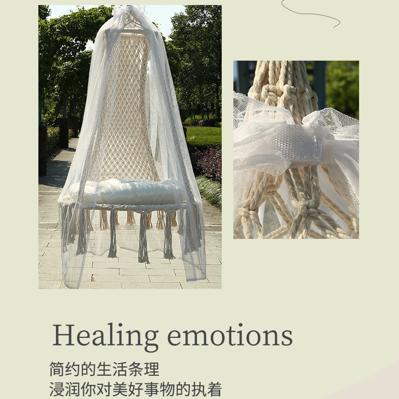 Wholesale of camping handcrafted tassel hanging chairs, Bohemian courtyard swings, indoor hanging baskets and outdoor hammocks details Picture