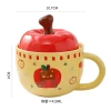 Creative Apple ceramic mug with lid, retro drinking cup, high appearance level, home breakfast cup, coffee cup, souvenir Item Picture