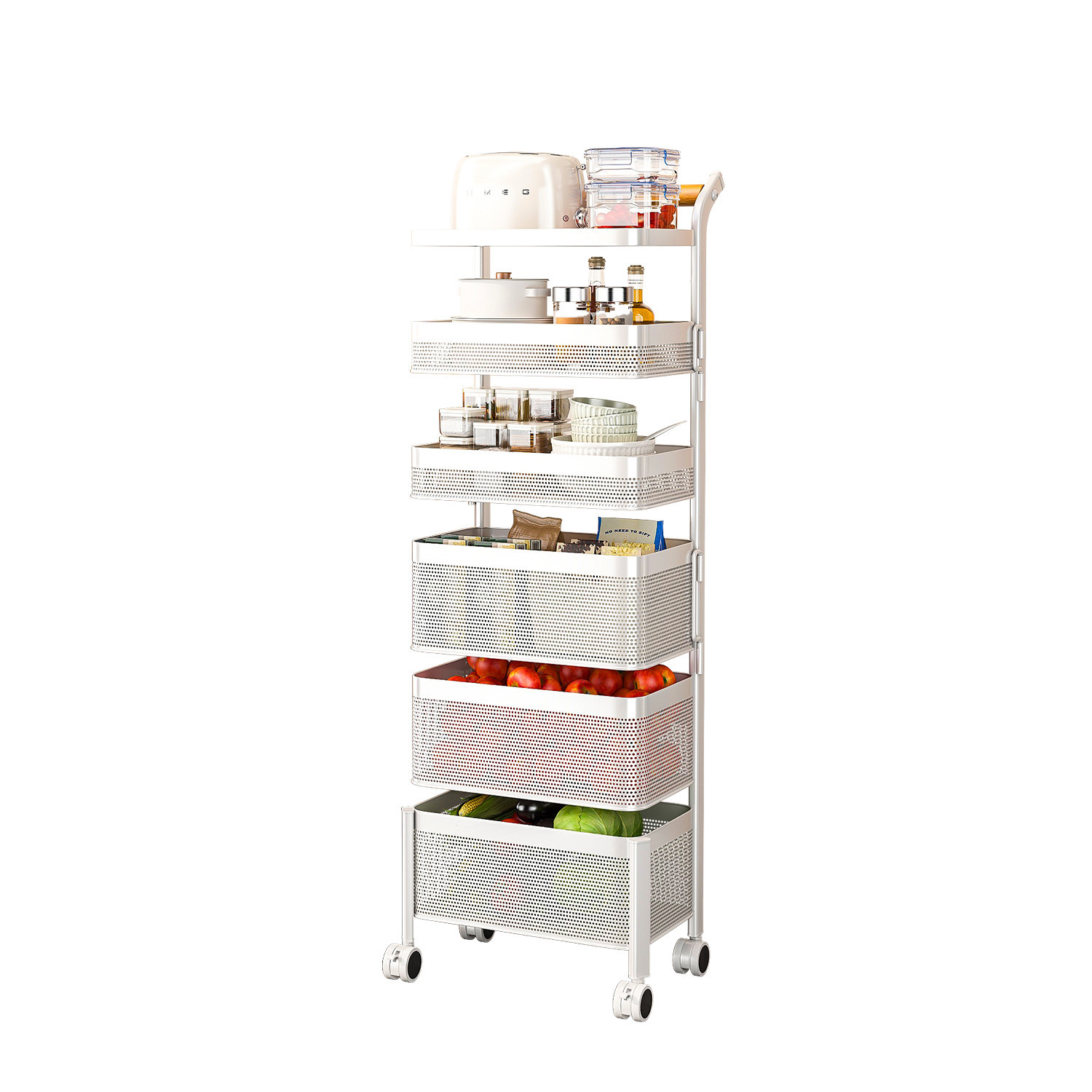 Kitchen trolley, storage rack, floor-standing gap cabinet, multi-layer refrigerator trolley, bathroom ultra-narrow mobile storage rack Item Picture