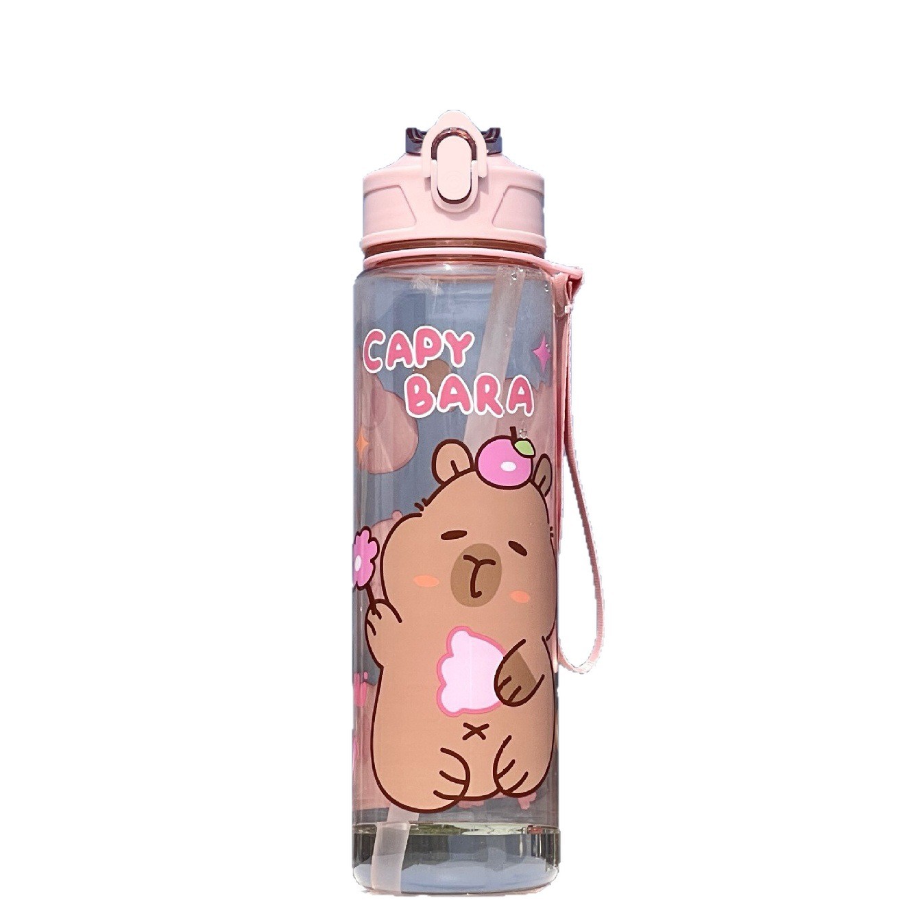 2025 New cross-border wholesale cute cartoon pattern Kapipala plastic cup, high appearance level with straw space cup Item Picture