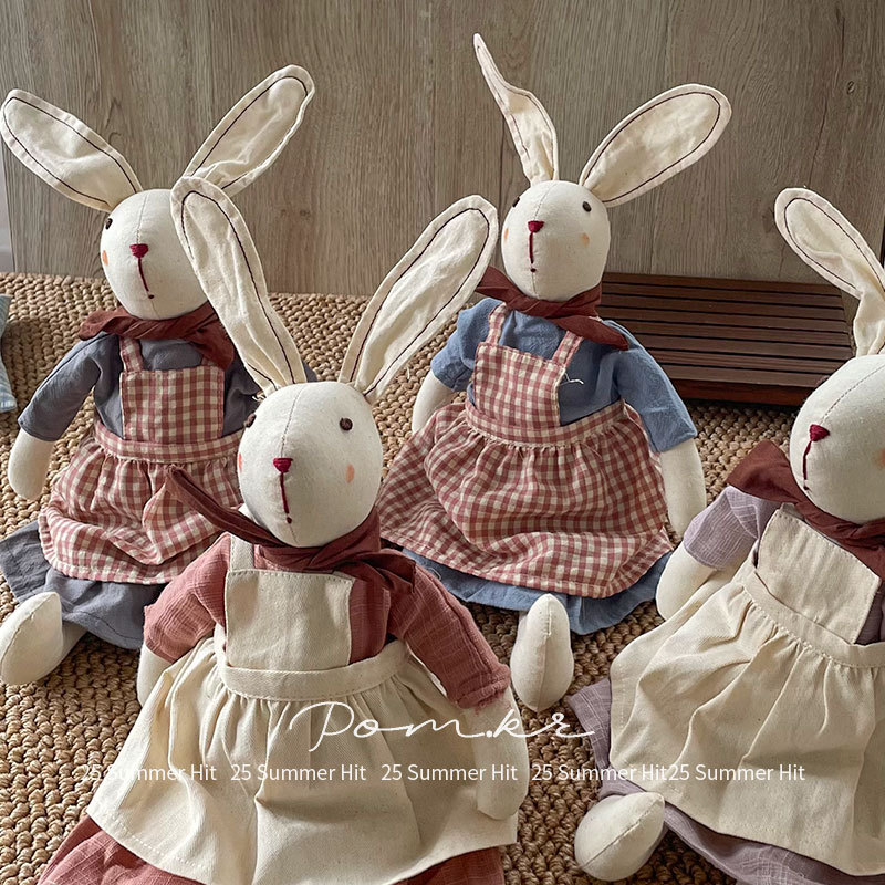 New Korean version of ins rabbit doll, plaid apron, children's soothing doll, fabric toy, birthday doll gift Specification image