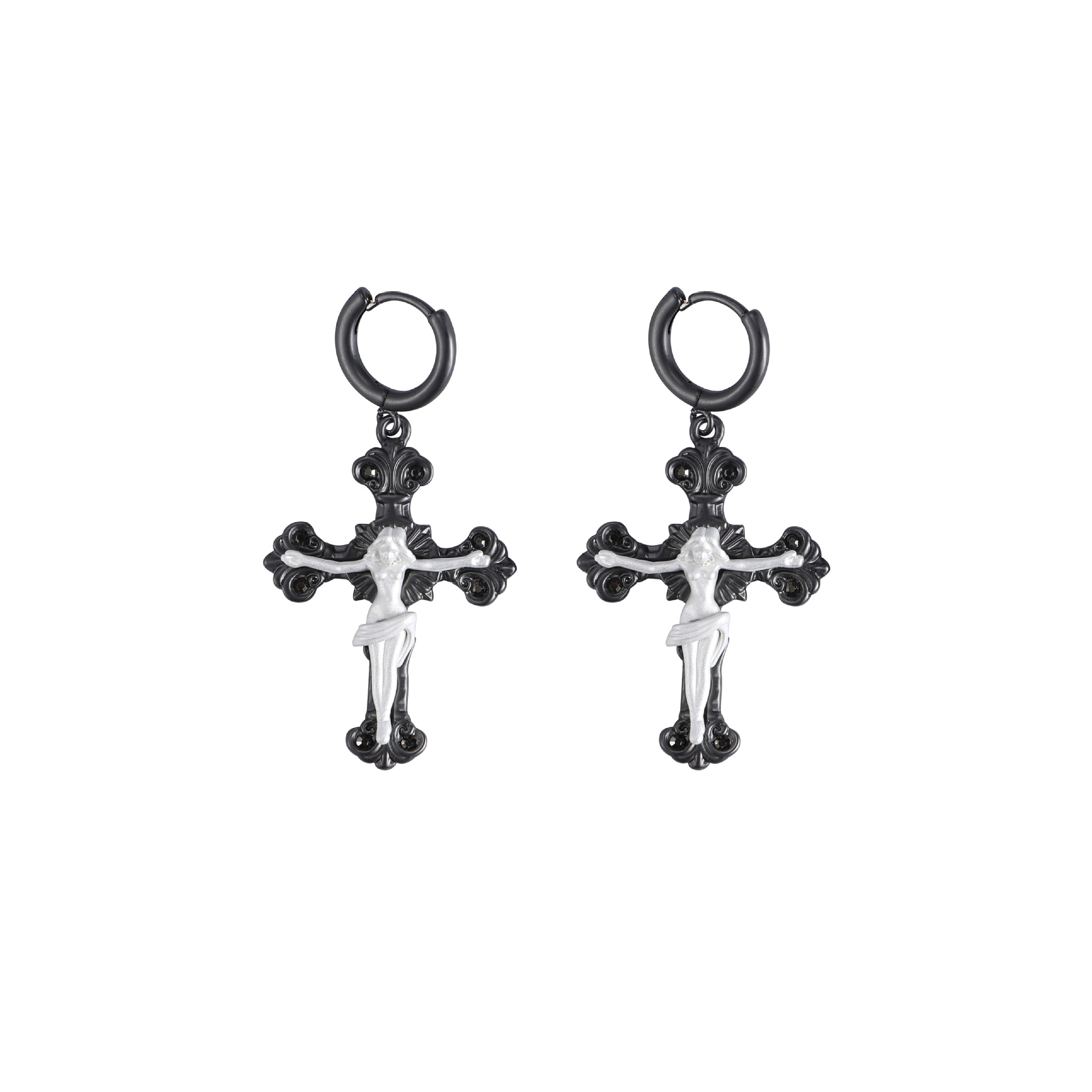 【 Customized 】 Angel Cross Series Earrings for Women, original design, retro and high-end, 925 silver needle earrings Item Picture