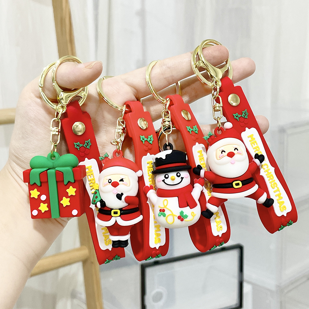 网红圣诞钥匙扣挂件卡通包包pvc钥匙扣创意圣诞礼物钥匙环小礼品详情图2