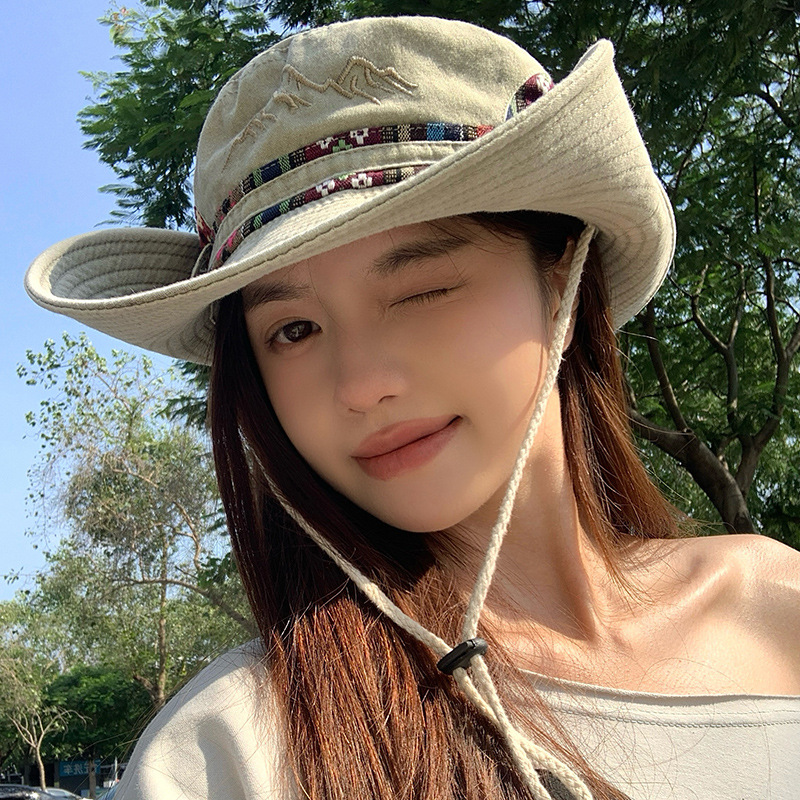 西部旅游牛仔帽女夏季户外大帽檐渔夫帽显脸小防晒帽遮阳登山帽子产品图