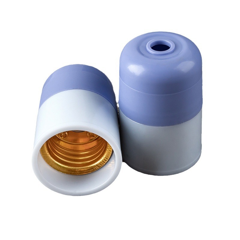 E27 screw-top pendant lamp head, high-power screw ring lamp head, thickened shell to prevent screw detachment design, blue and white lamp head Item Picture