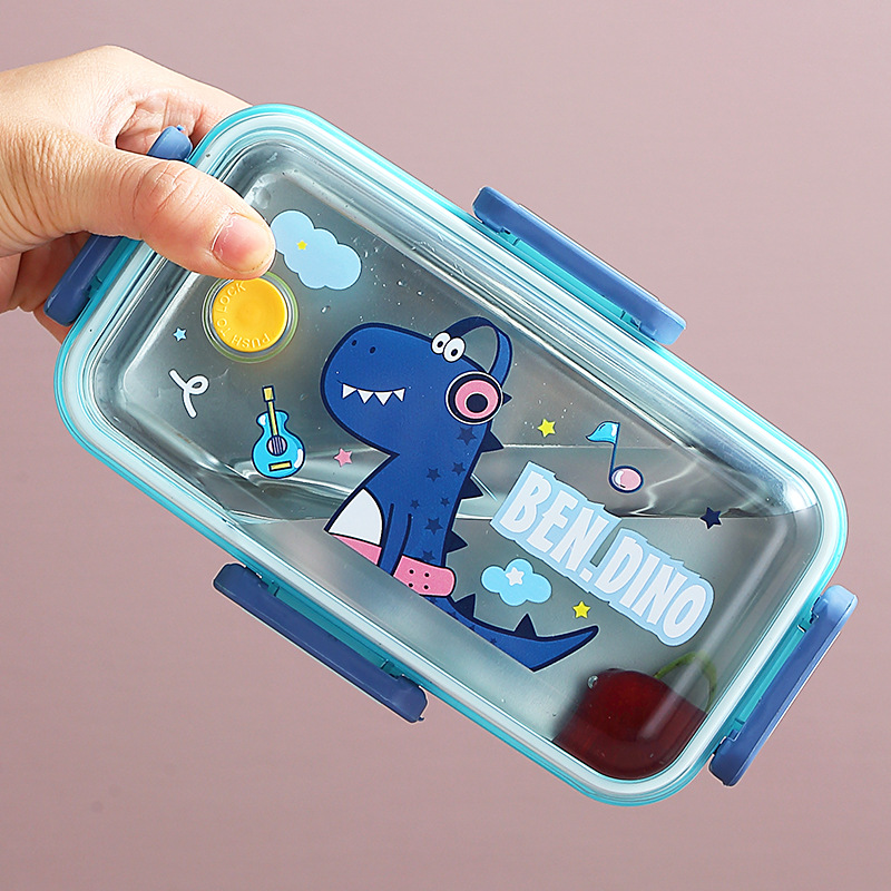 Single-compartment lunch box, cartoon stainless steel lunch box, gift and prize, tableware lunch box, warm heart and stomach, sealed lunch box Specification image