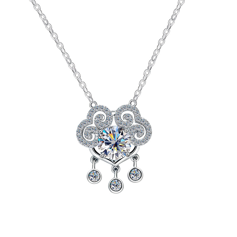 s925 sterling silver peace Lock necklace, 1-carat moissanite pendant collarbone chain accessory, from the original manufacturer Application Scenario
