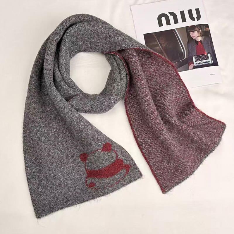 Cashmere sweater 2025 Autumn/Winter new style women's fashion color block small flower thickened warm knitted neck protection small scarf scarf