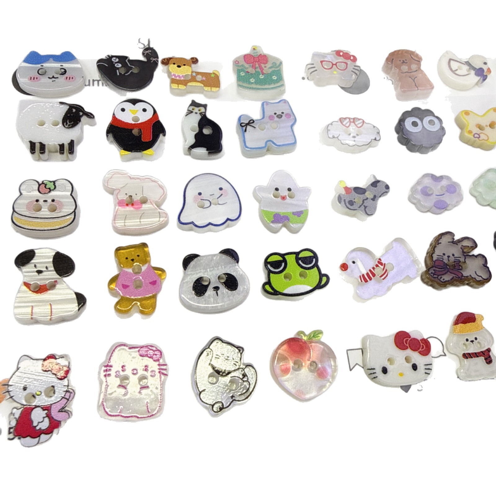 Colorful and cute cartoon animals: kittens, rabbits, lambs, two-eyed resin buttons, children's handmade socks, hair bands, and gloves Item Picture